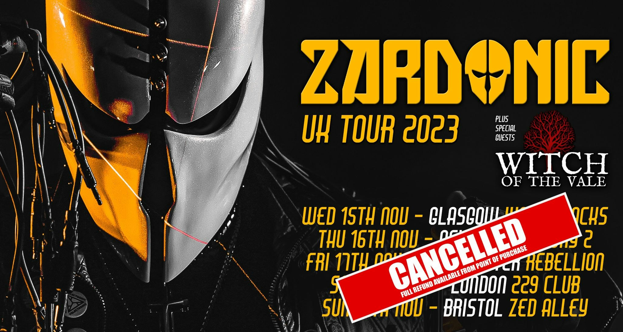 CANCELLED – ZARDONIC + WITCH OF THE VALE & Biomechanimal – London