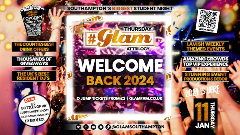 Glam - Southampton's Biggest Student Night - Welcome Back 2024 - Thursdays at Trilogy