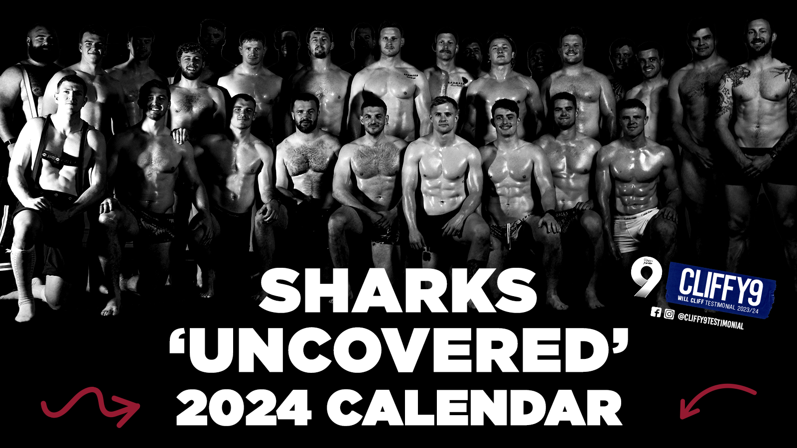 Cliffy 9 Sharks Uncovered Calendar 2024