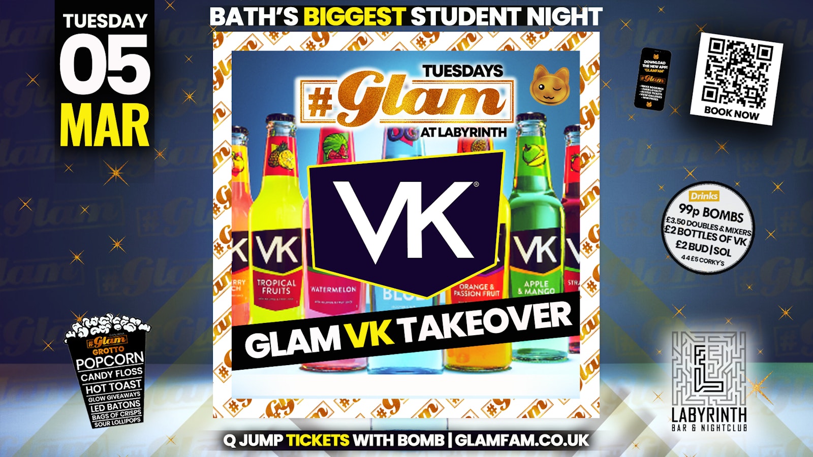 Glam – Bath’s Biggest Student Night  – VK PARTY🤩  | Tuesdays at Labs