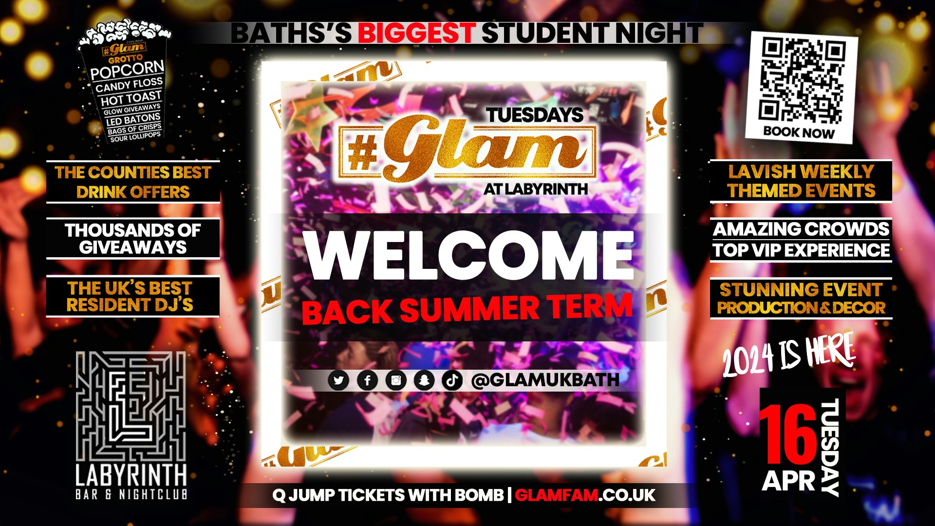 Glam – Bath’s Biggest Student Night – Welcome Back Summer Term! | Tuesdays at Labs