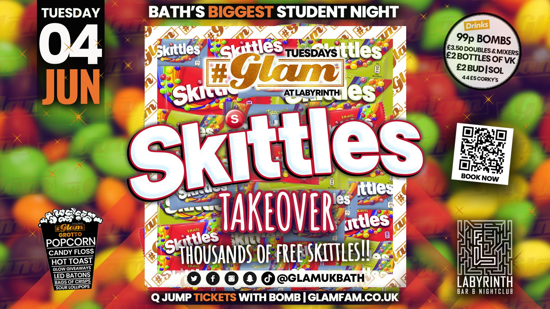 Glam – Bath’s Biggest Student Night – Skittles Takeover! | Tuesdays at Labs