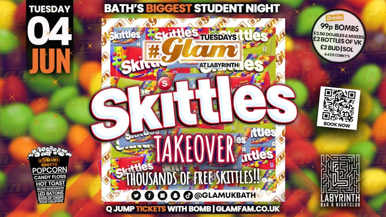 Glam - Bath's Biggest Student Night - Skittles Takeover! | Tuesdays at Labs 