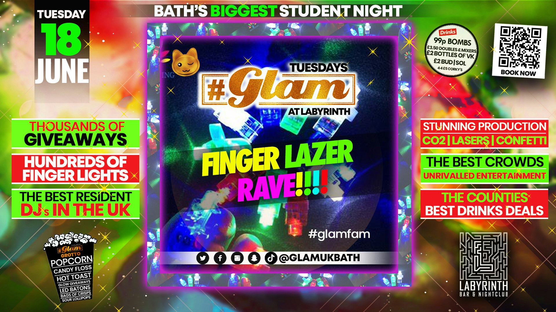 Glam – Bath’s Biggest Student Night – Finger Lazer Rave | Tuesdays at Labs