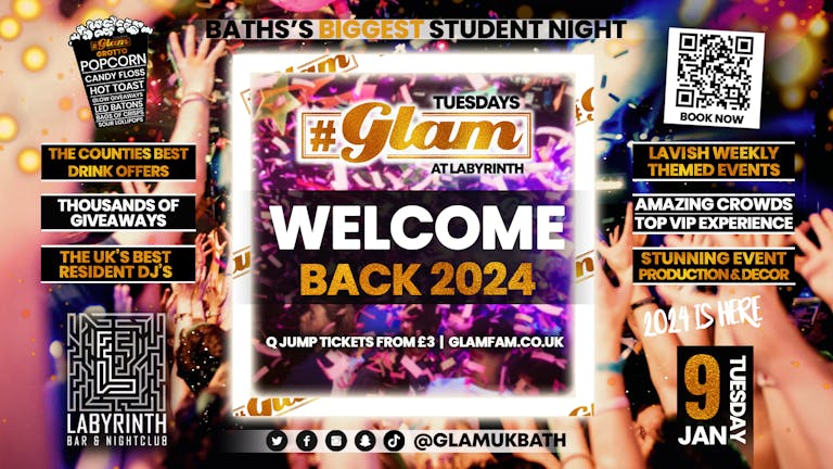 Glam - Bath's Biggest Student Night | Welcome Back 2024 - Tuesdays at Labs