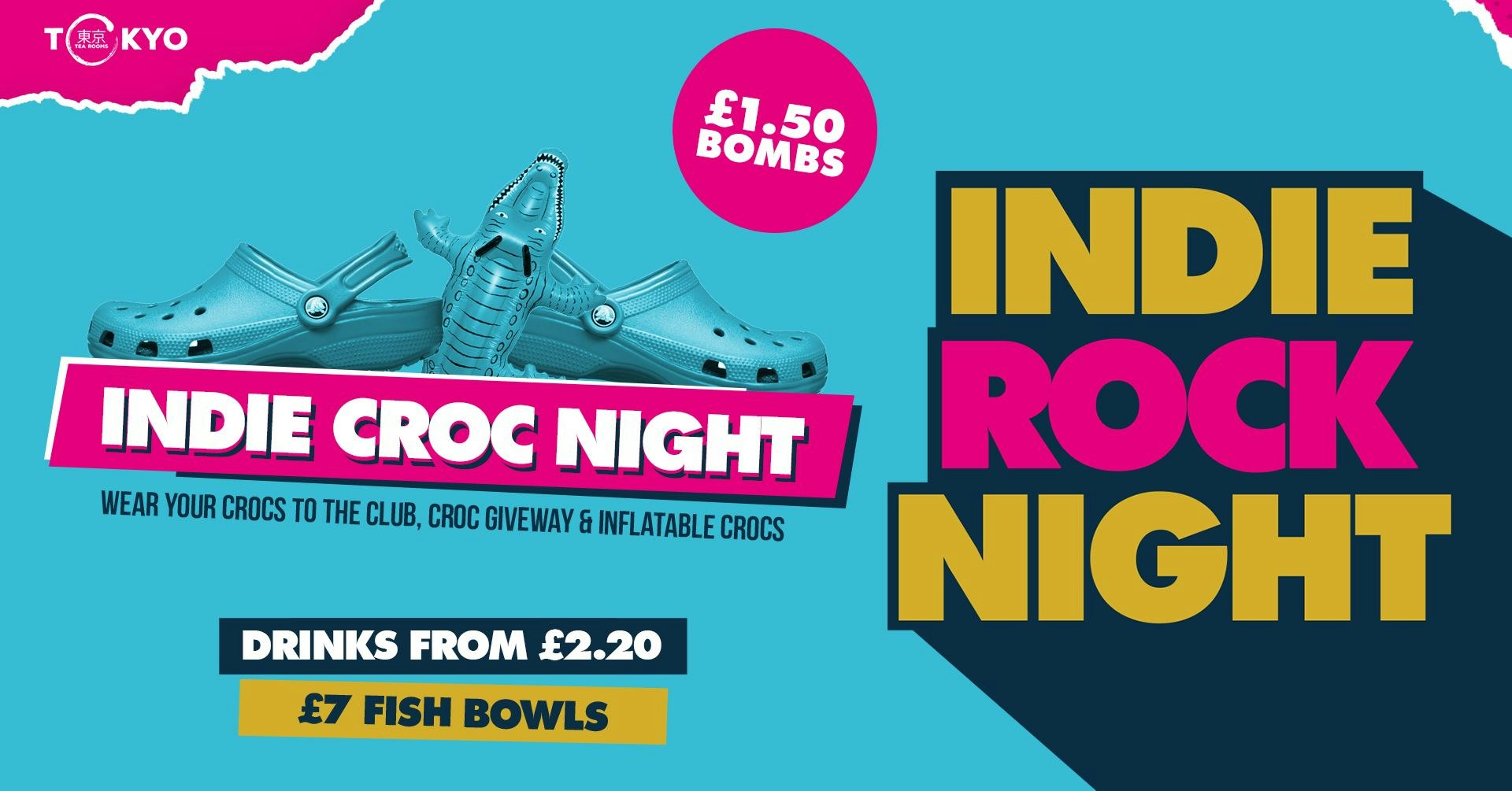 Indie Rock Night ∙ CROC RAVE ∙ £1.50 BOMBS *ONLY 10 £7 TICKETS LEFT*