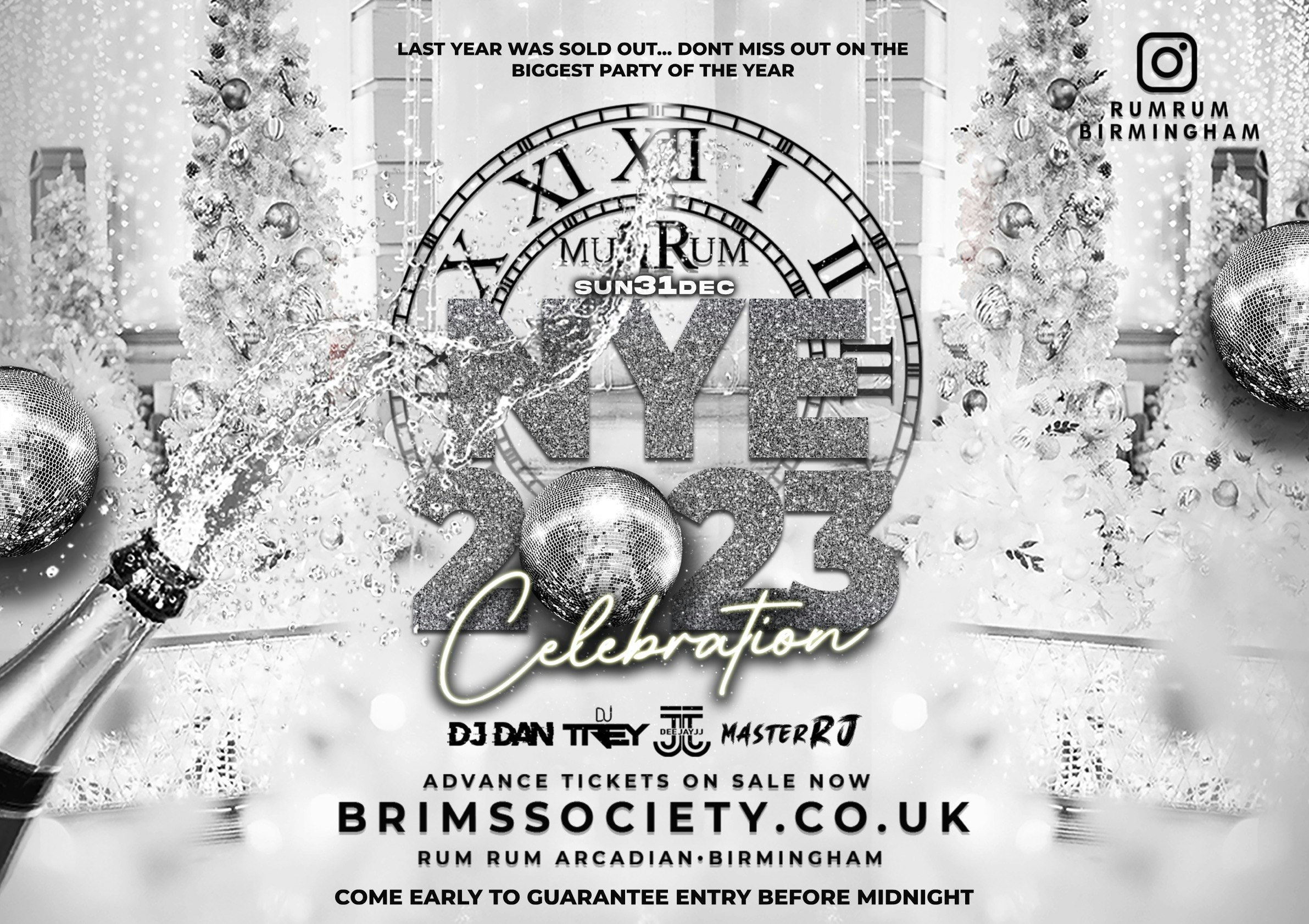 🎁RUM RUM BIRMINGHAM PRESENTS ⭐️ NYE EVE PARTY 2023 – 2024 – 31ST DEC 🔥 TICKET ONLY EVENT