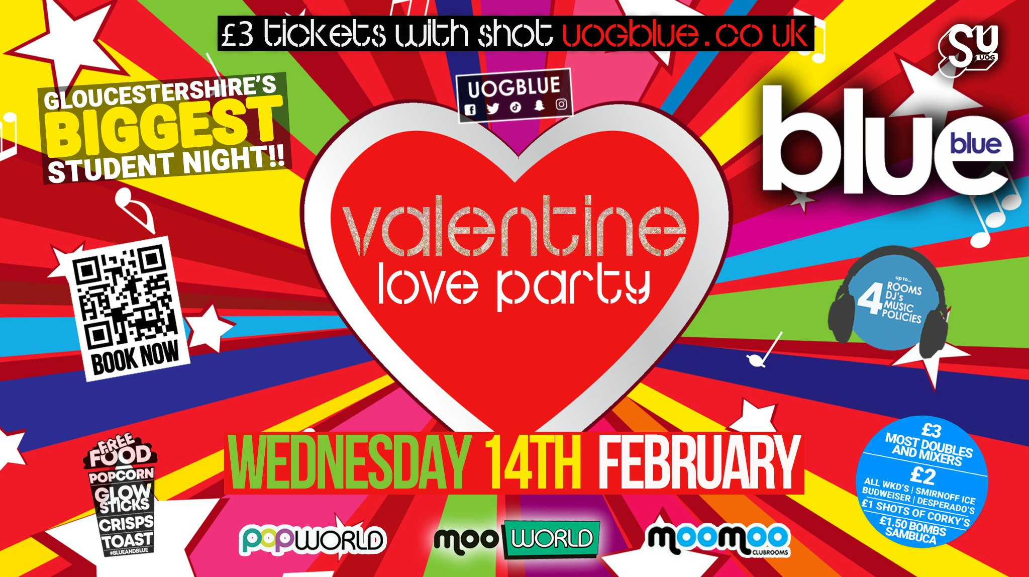 Blue and Blue – Gloucestershire’s Biggest Student Night – Valentine Love Party 💖