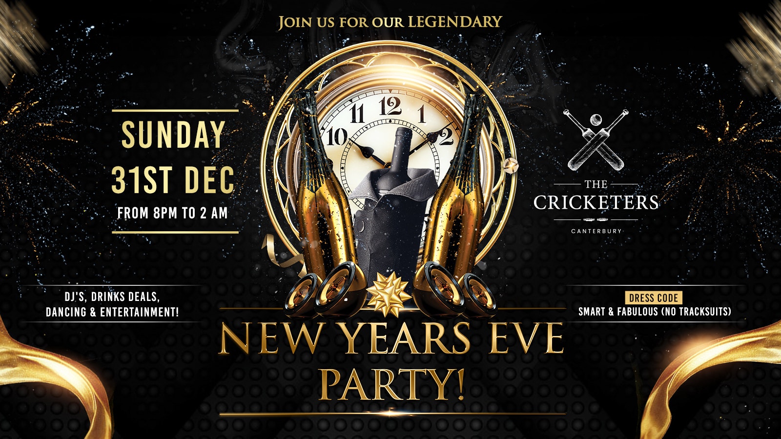 NEW YEARS EVE PARTY! @ Cricketers Canterbury