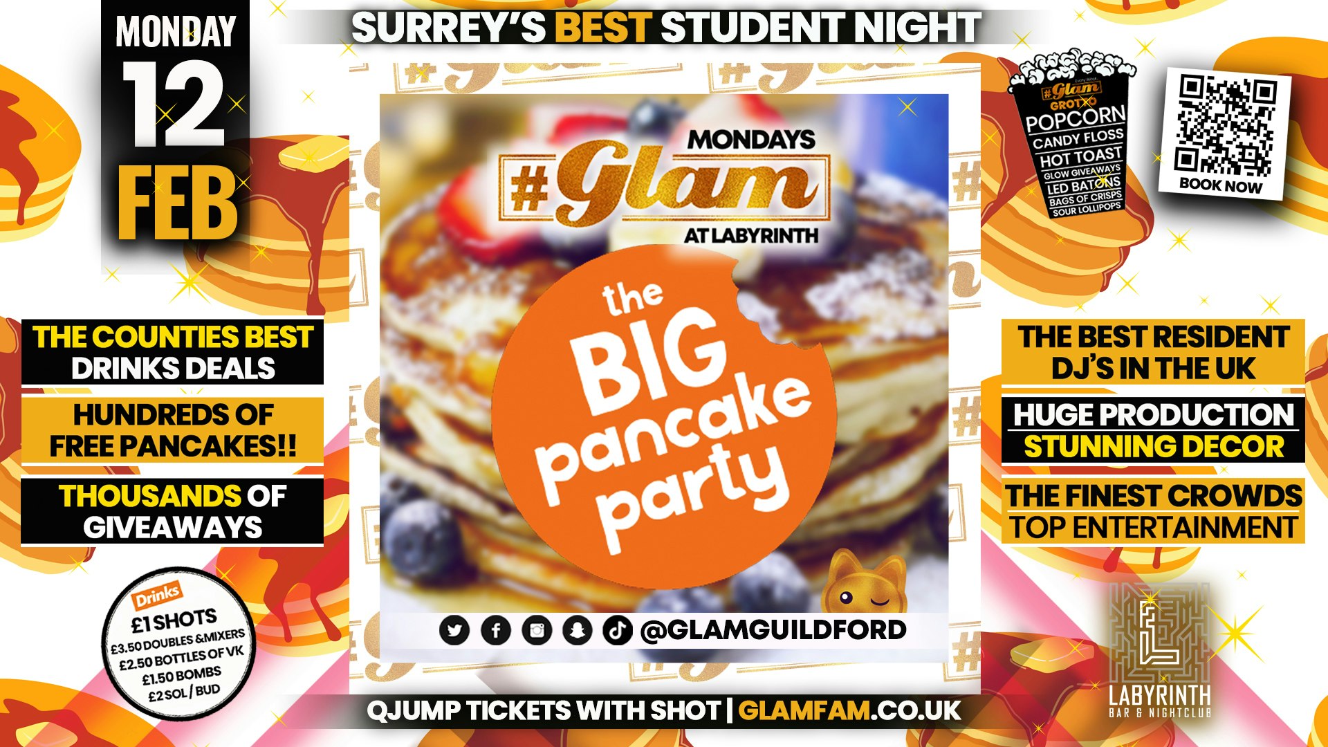 Glam – Surrey’s Best Student Events! Pancake Day! 🥞