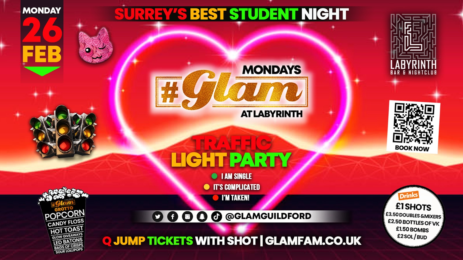 Glam – Surrey’s Best Student Events! Love Traffic Light Party 🚦