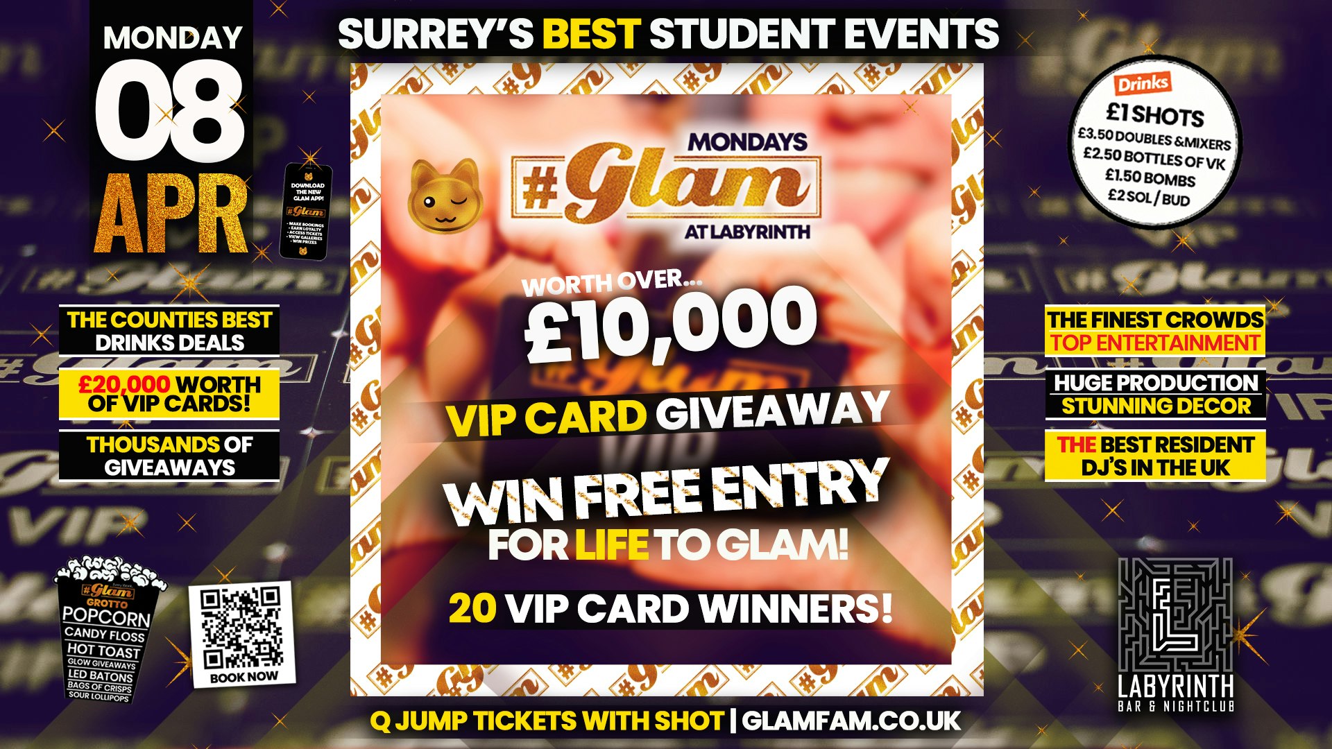 Glam – Surrey’s Best Student Events! VIP CARD GIVEAWAY! 😲