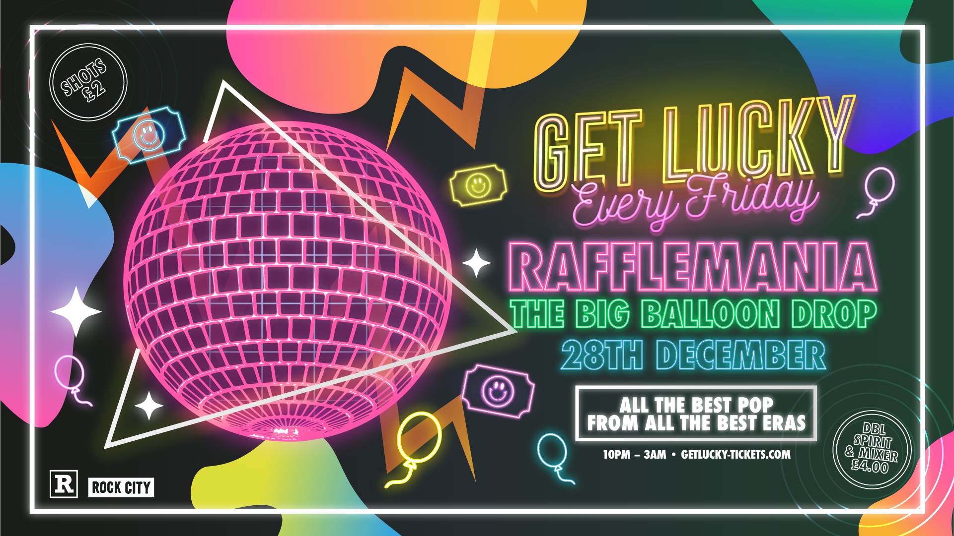 Get Lucky – Rafflemania – The Big Balloon Drop – Nottingham’s Biggest Friday Night – 29/12/23