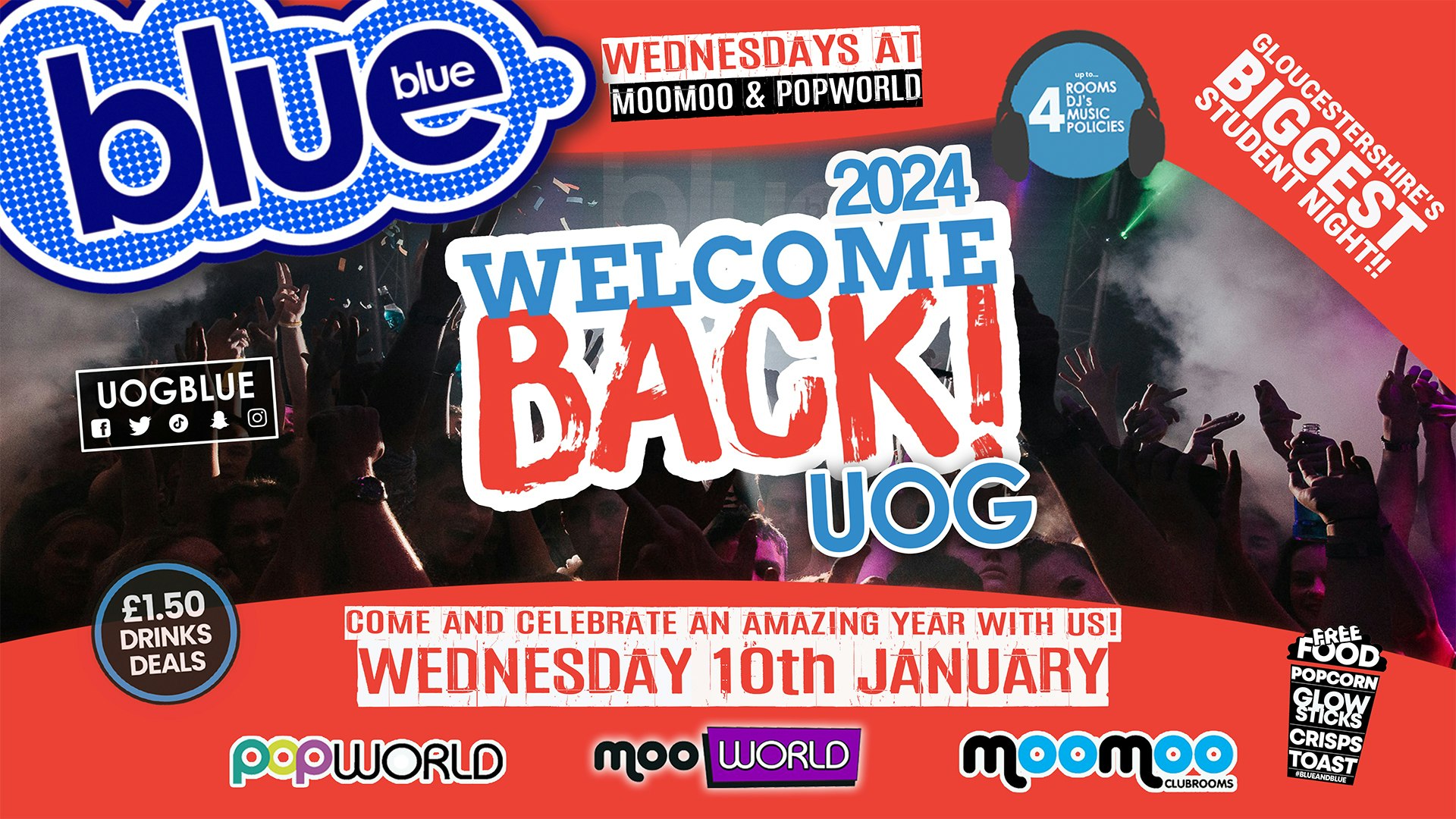 TONIGHT – Blue and Blue – Gloucestershire’s Biggest Student Night – Welcome Back 2024