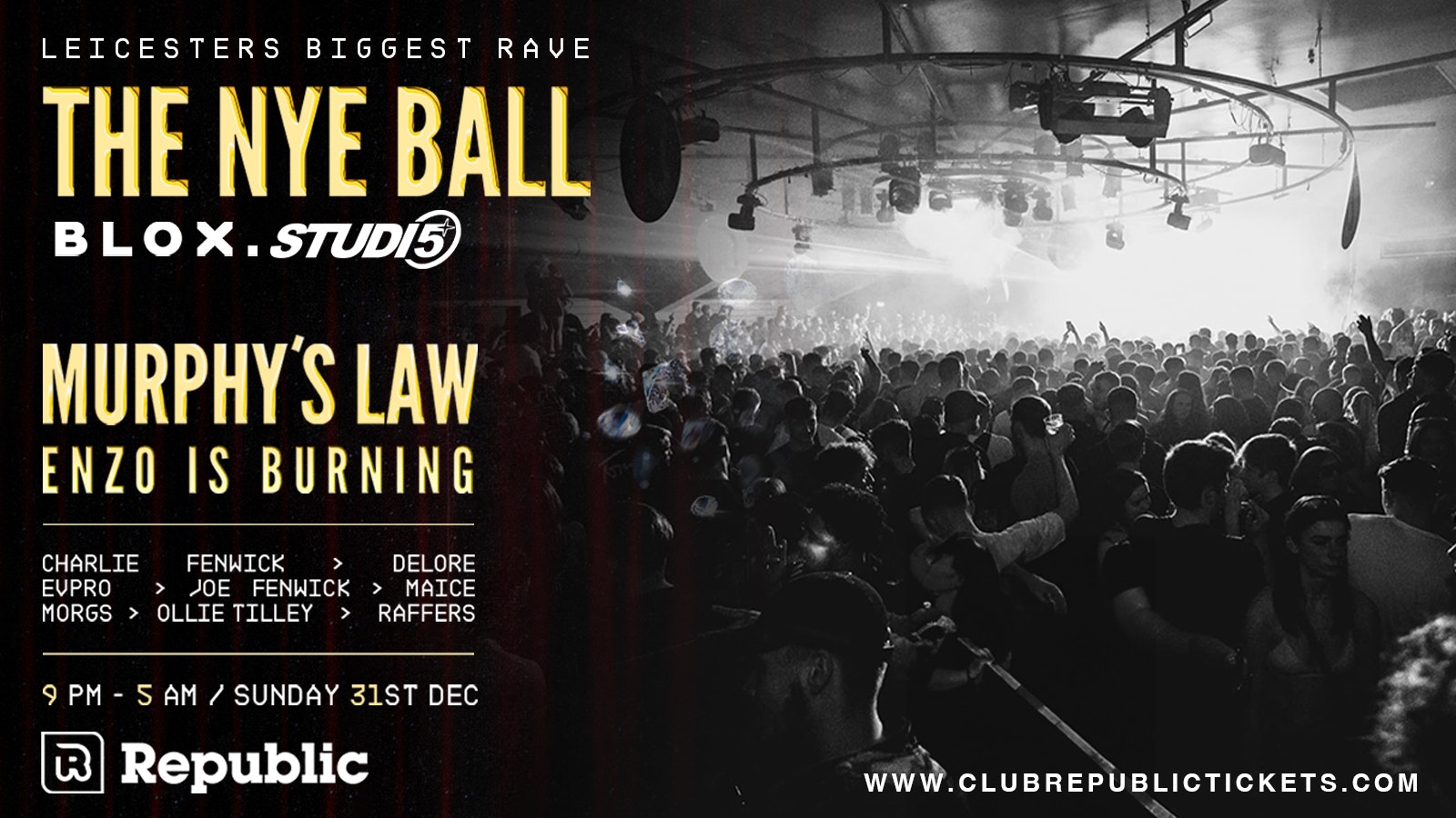CLUB REPUBLIC PRESENTS: NEW YEARS EVE BALL w/ MURPHY’s LAW & ENZO IS BURNING – BLOX x STUDIO5