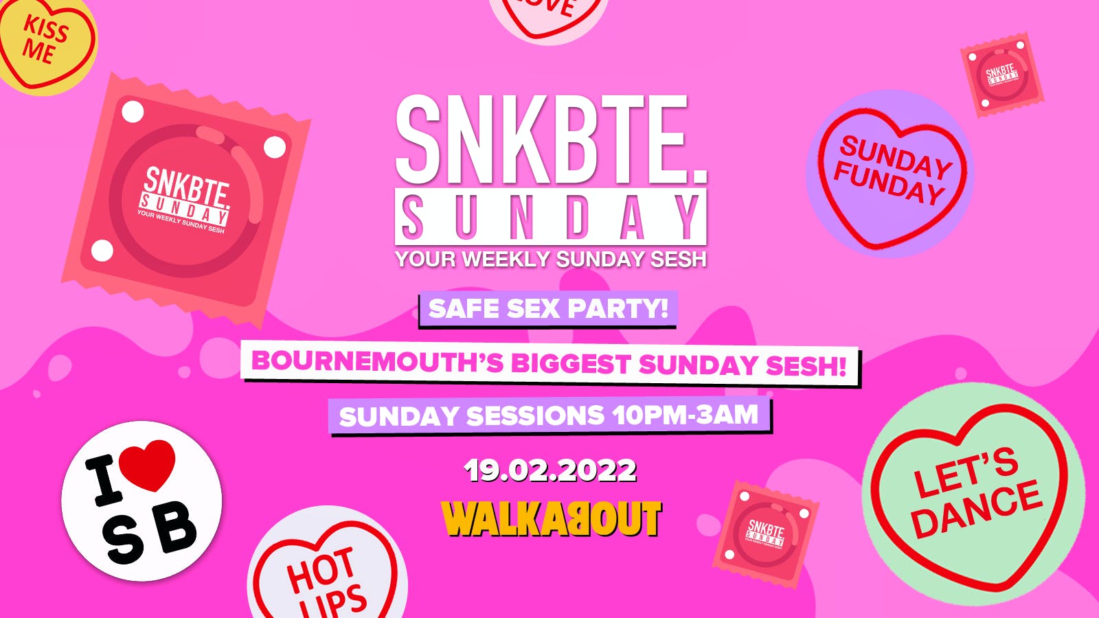 Snakebite Sundays @Walkabout // Safe Sex Party! | InCrowd Events