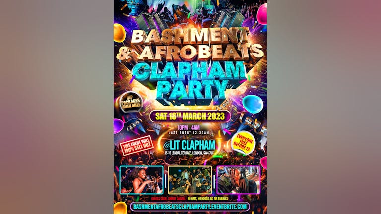 Bashment & Afrobeats Clapham Party - Everyone Free Before 12AM