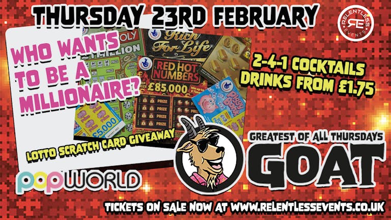GOAT 'Who wants to be a Millionaire?' at Popworld Birmingham