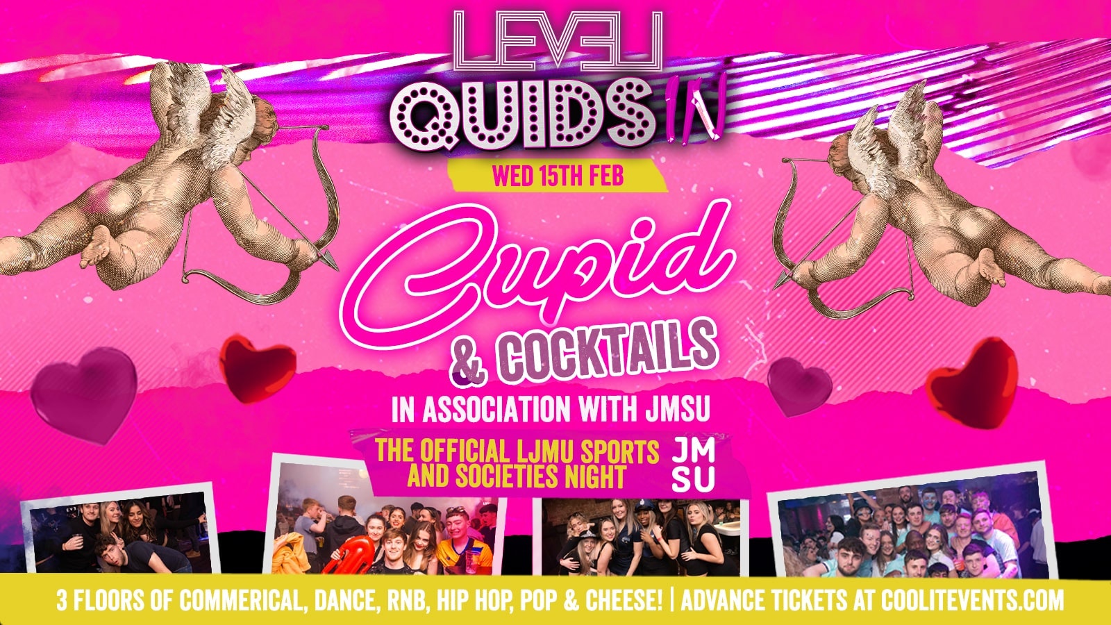 Quids In Wednesdays : Cupid & Cocktails – Official Sports & Societies Night with JMSU