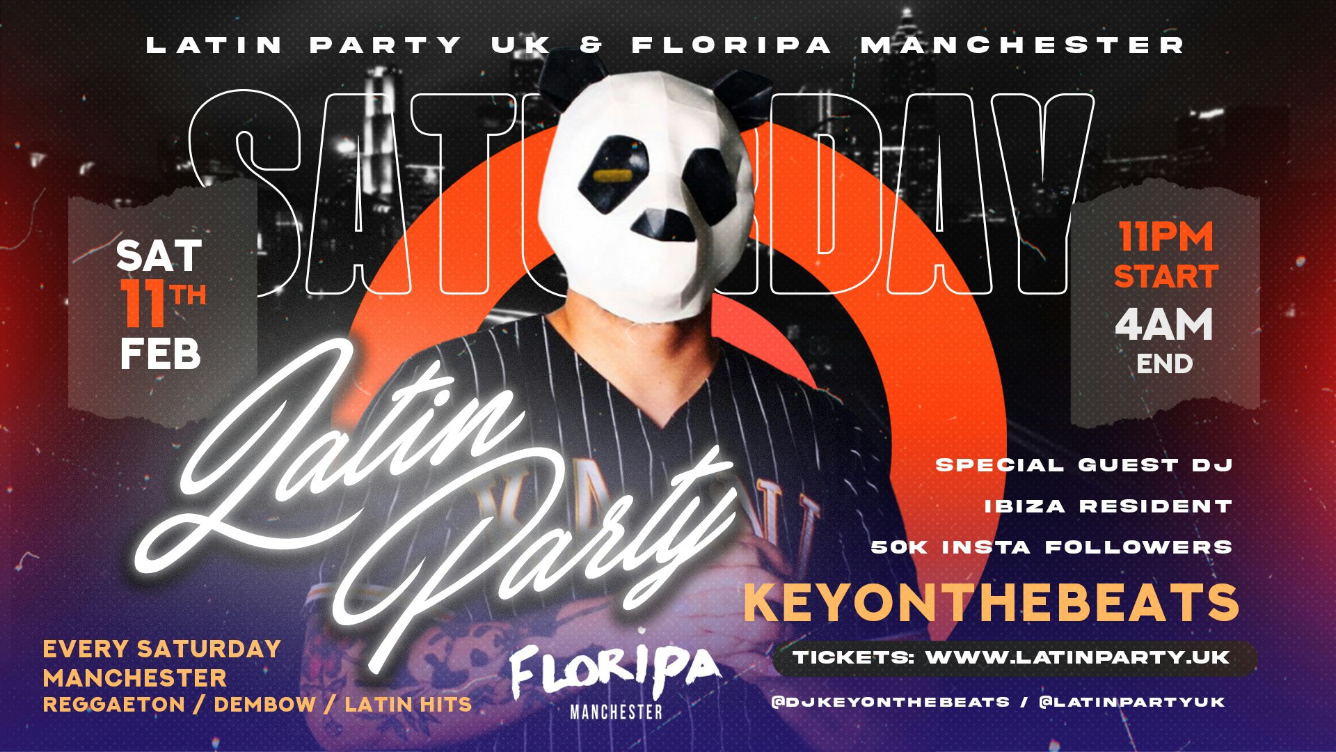 LATIN PARTY MANCHESTER |  SPECIAL GUEST DJ KEY ON THE BEATS – FLORIPA  (11/02)