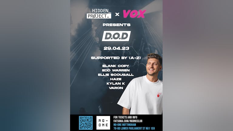 St Patrick’s Day Group Deal - 5 tickets for £15 for VOX x Hidden Project presents D.O.D [April 29th]