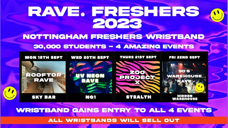 RAVE. Nottingham Trent Freshers Week 2023 - FRESHERS INVASION -  30,000 STUDENTS, 4 AMAZING THEMED PARTIES 