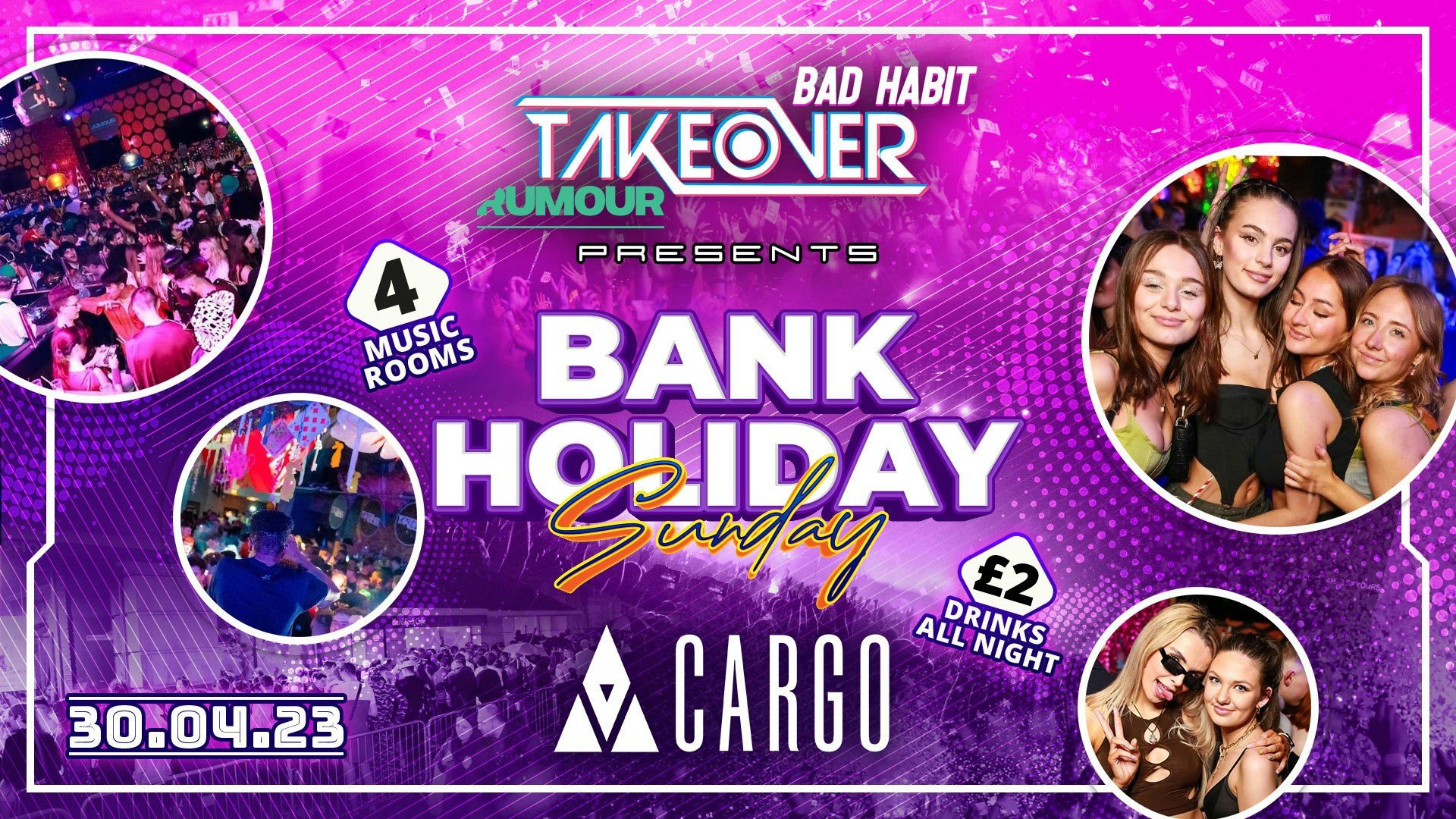 #Cargo: TAKEOVER Presents ⭐️ BANK HOLIDAY SUNDAY ⭐️  RUMOUR VS BAD HABIT!! FREE TICKETS 🫶