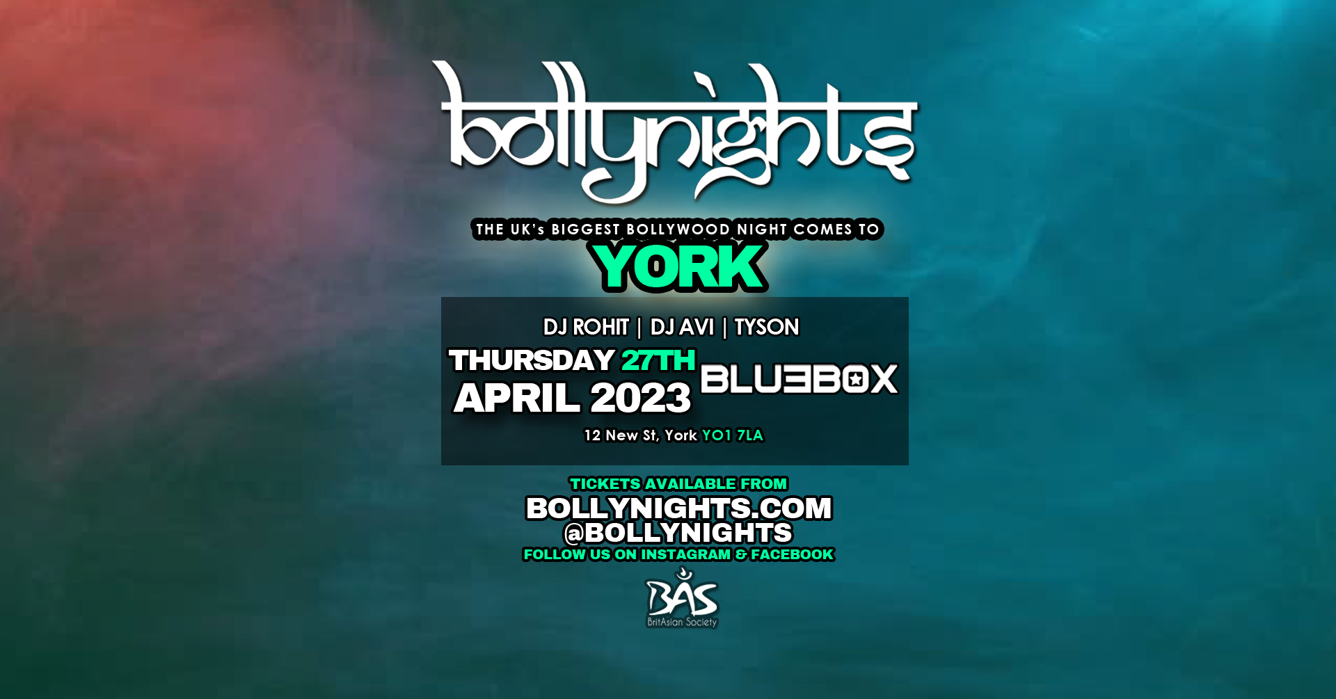 Bollynights York: Thursday 27th April | Bluebox