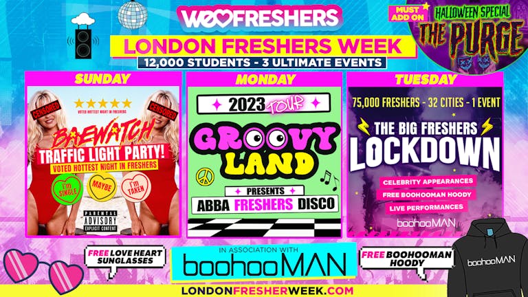 WE LOVE LONDON FRESHERS ⚡  🎉 ☮️  In Association With BoohooMAN!! 2023 🚨 EXAM FLASH SALE 20% OFF - Limited Time only 🚨 