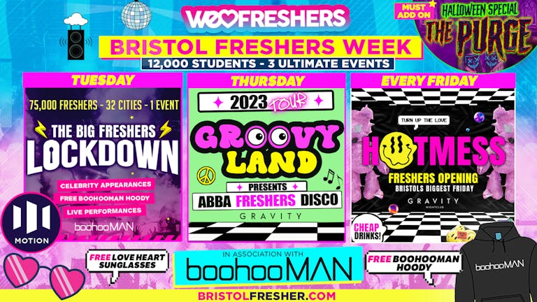 WE LOVE BRISTOL FRESHERS ⚡ 🎉 ☮️  In Association With BoohooMAN!! 2023 🚨 EXAM FLASH SALE 20% OFF - Limited Time only 🚨 