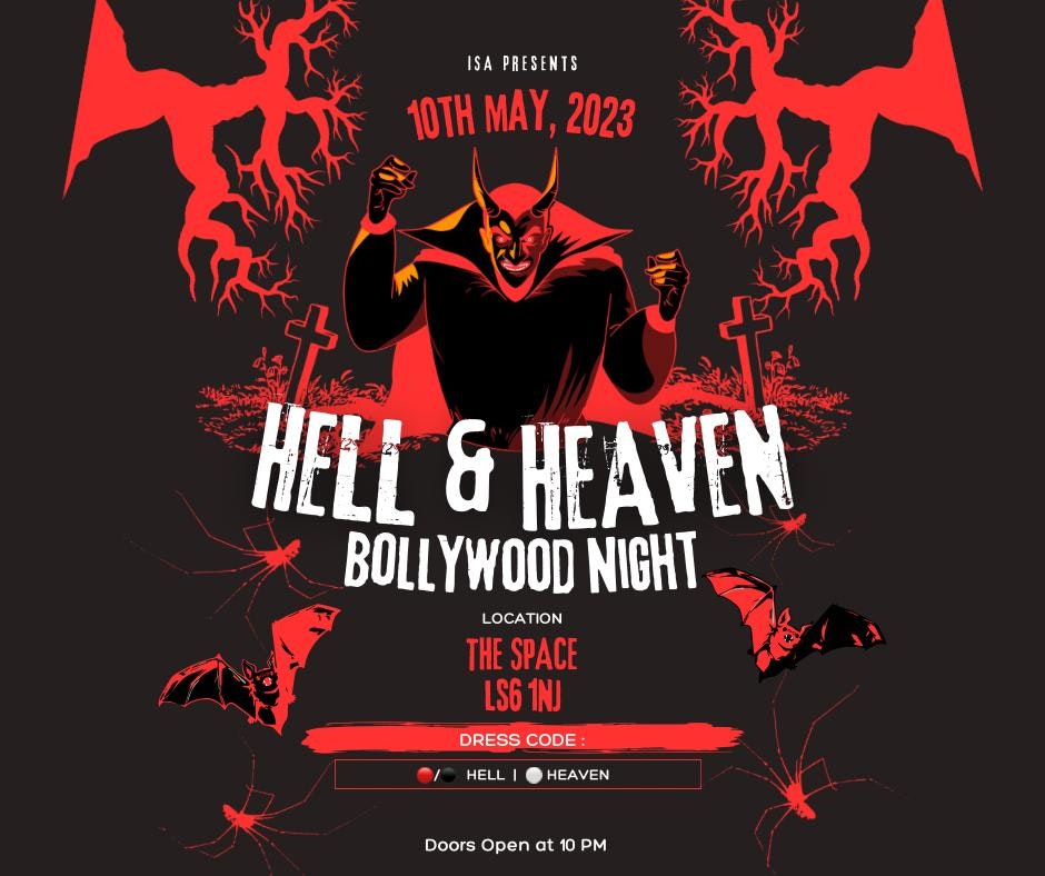 ISA Leeds | Bollywood HELL & HEAVEN PARTY – Wednesday 10th May | SPACE