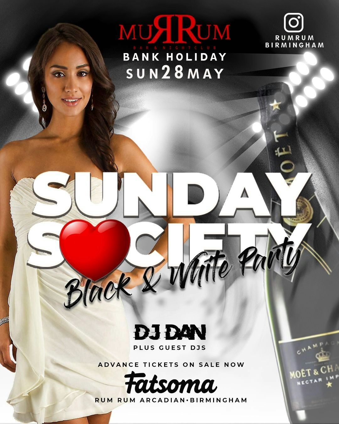SUNDAY SOCIETY  BLACK N WHITE PARTY BANK HOL SPECIAL **£1 Entry + Free drink**