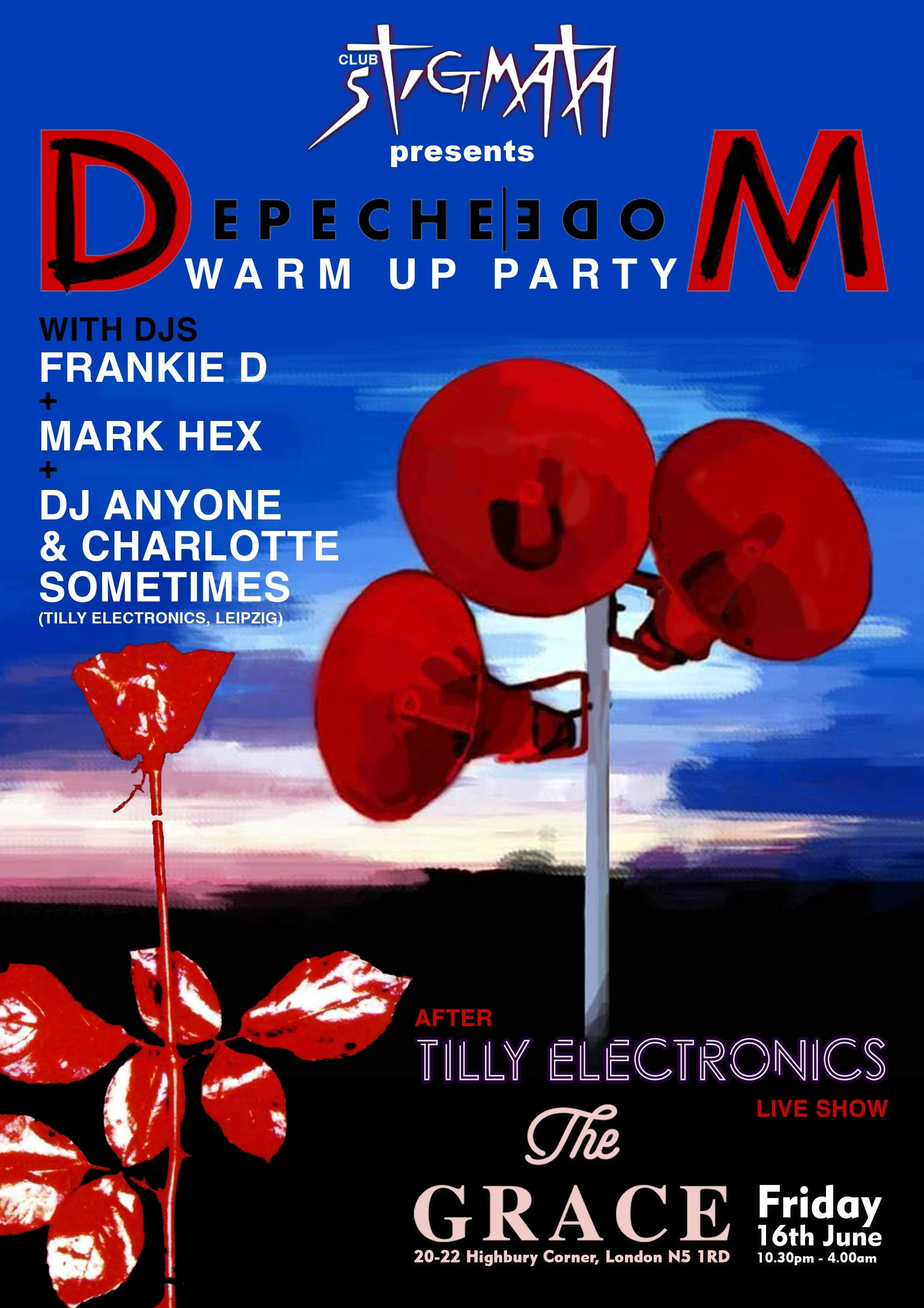 DEPECHE MODE WARM UP PARTY! Sat 16th June