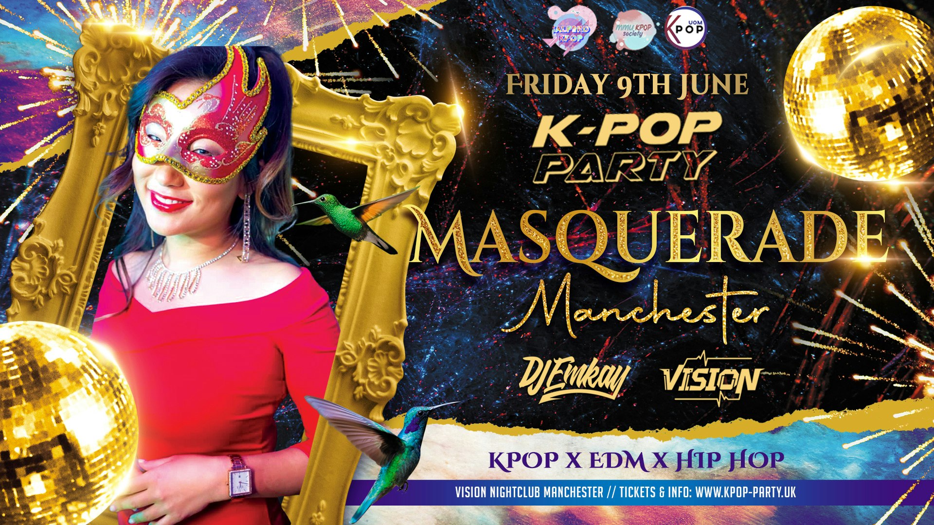 K-Pop Party Masquerade Manchester – KPOP x EDM x HIP HOP  with DJ EMKAY | Friday 9th June