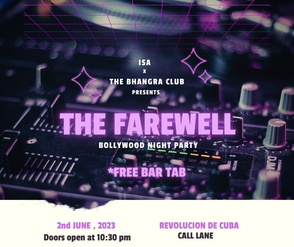 ISA Leeds | Bollywood Night / FAREWELL – Friday 2nd June | Revolucion de Cuba