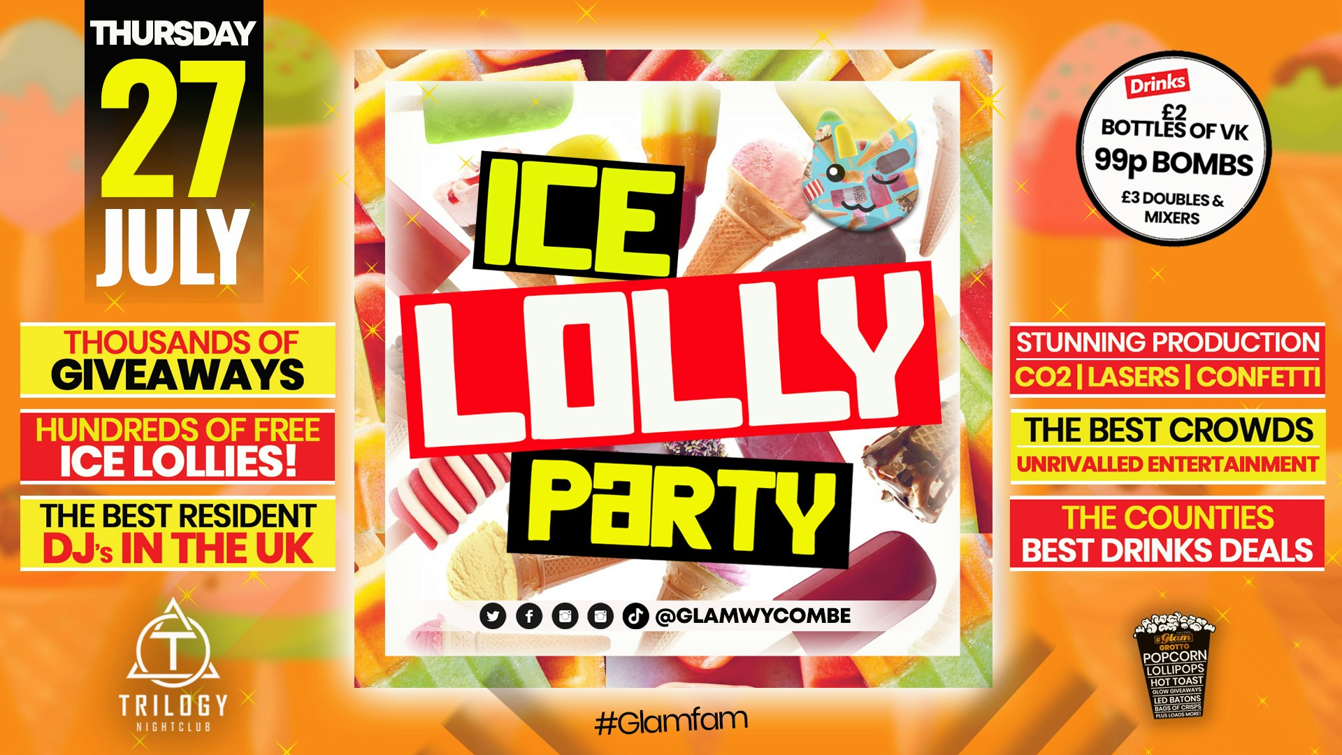 Glam High Wycombe | Thursdays – ICE LOLLY RAVE! Buck’s Biggest Thursday Night!