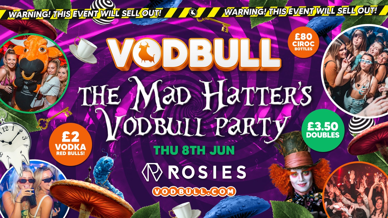 🧡Vodbull at ROSIES!! 🔥FINAL TIX!🔥🎩MAD HATTER’S VODBULL PARTY! 🎩🧡 08/06 🧡