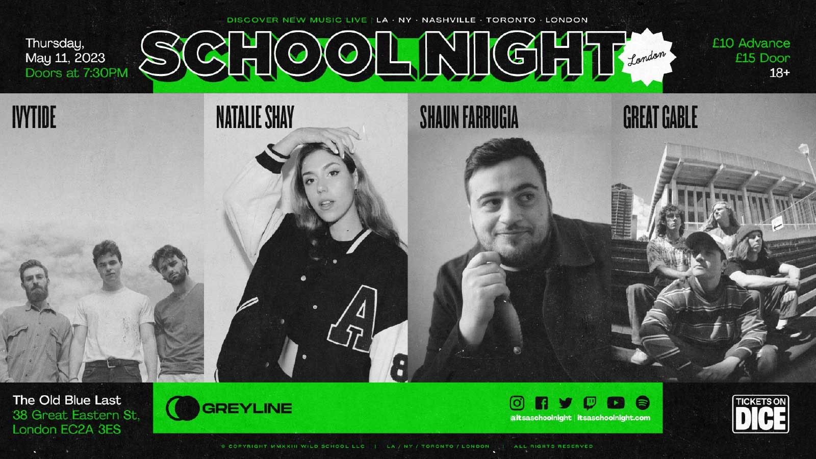 School Night London: Great Gable, Shaun Farrugia, Natalie Shay, Ivytide | London, Old Blue Last