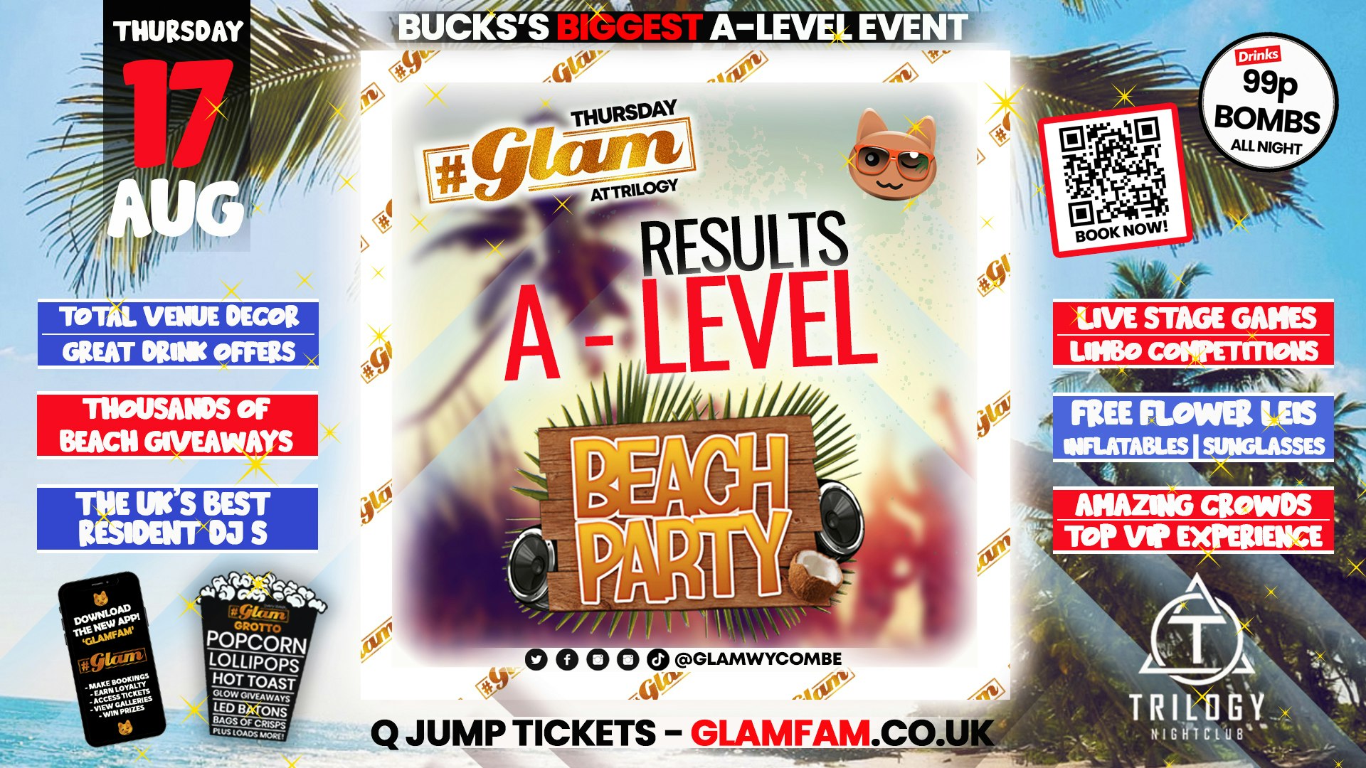 Glam High Wycombe |  A-LEVEL RESULTS – BEACH PARTY!