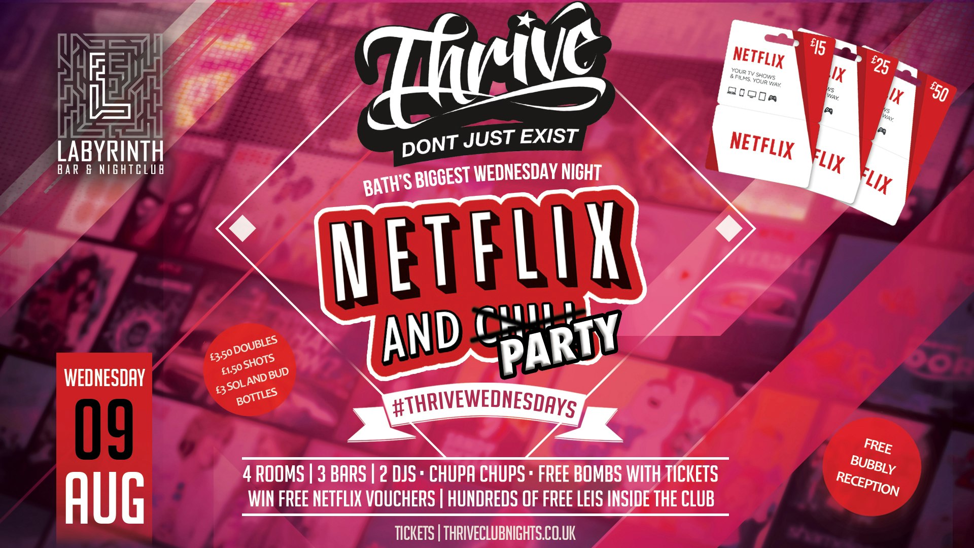 Thrive Wednesdays – Bath’s Biggest Wednesday Night – NETFLIX AND PARTY!