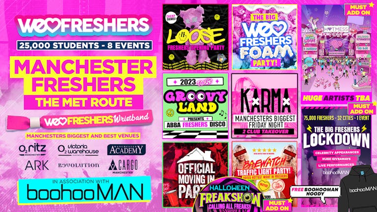 WE LOVE MANCHESTER FRESHERS ULTIMATE WRISTBAND! 🎉 ☮️ In Association with BoohooMAN! (The Met Route) + FREE BoohooMAN HOODIE 🏆 LIMITED AVAILABILITY!
