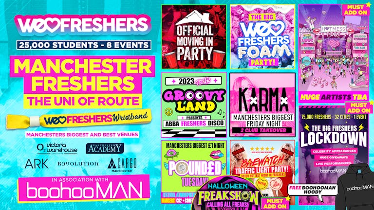 WE LOVE MANCHESTER FRESHERS ULTIMATE WRISTBAND!!! 🎉 ☮️ In Association with BoohooMAN! (The Uni of Route) + FREE BoohooMAN HOODIE 🏆 LIMITED AVAILABILITY!