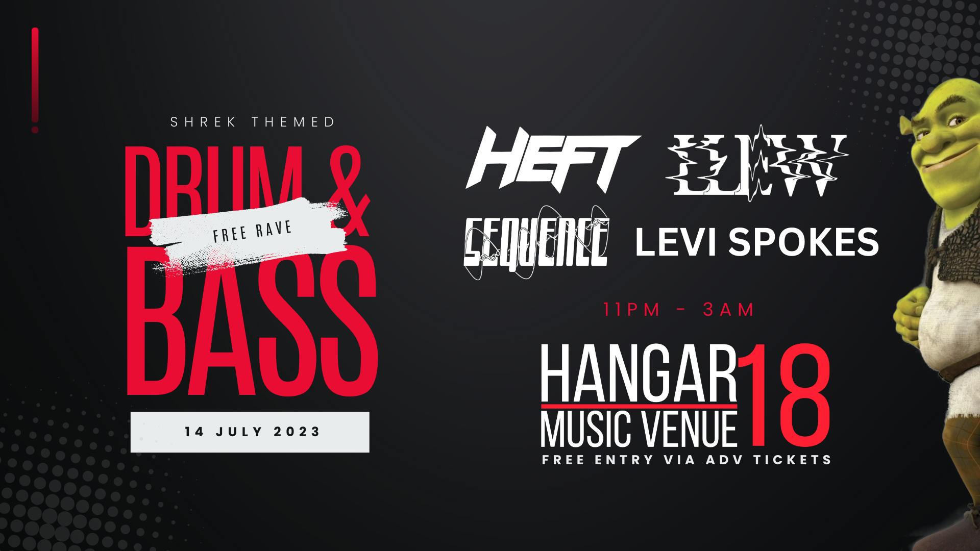 Shrek Themed Drum & Bass Free Rave at Hangar 18 Music Venue, Swansea on ...