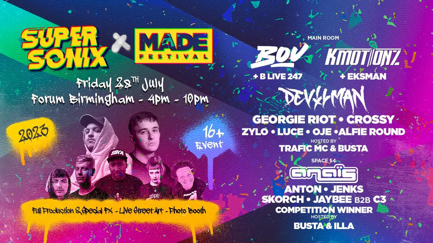 Super Sonix 16+ x MADE Festival w/ Bou, K Motionz & Devilman