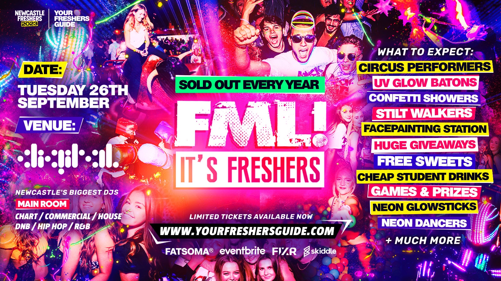 FML It’s Freshers | Newcastle Freshers 2023 – Under 100 Tickets Remaining ⚠️