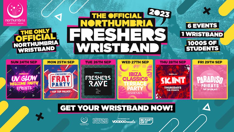 THE OFFICIAL NORTHUMBRIA FRESHERS WEEK WRISTBAND