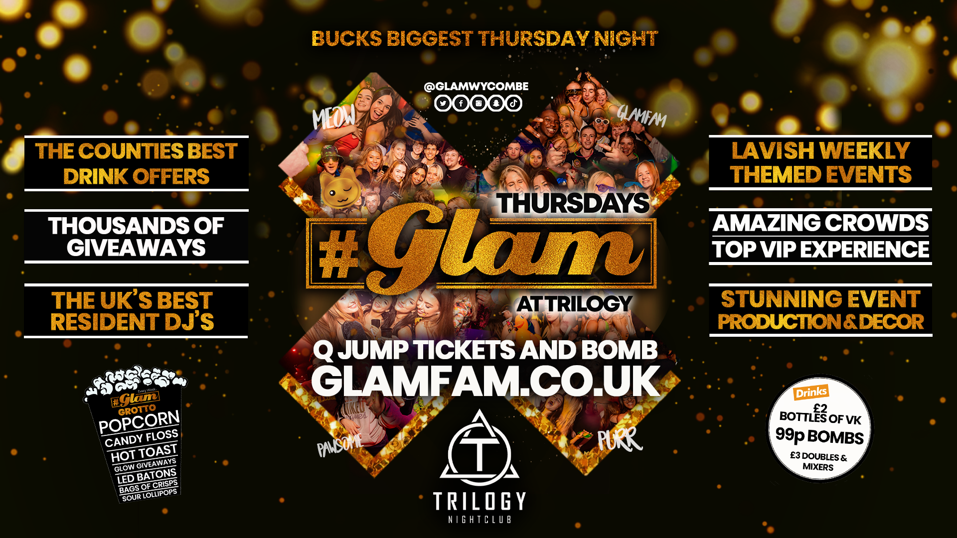 🐾TONIGHT🐾 Glam High Wycombe | Thursdays – Buck’s Biggest Thursday Night! 99p Bombs!