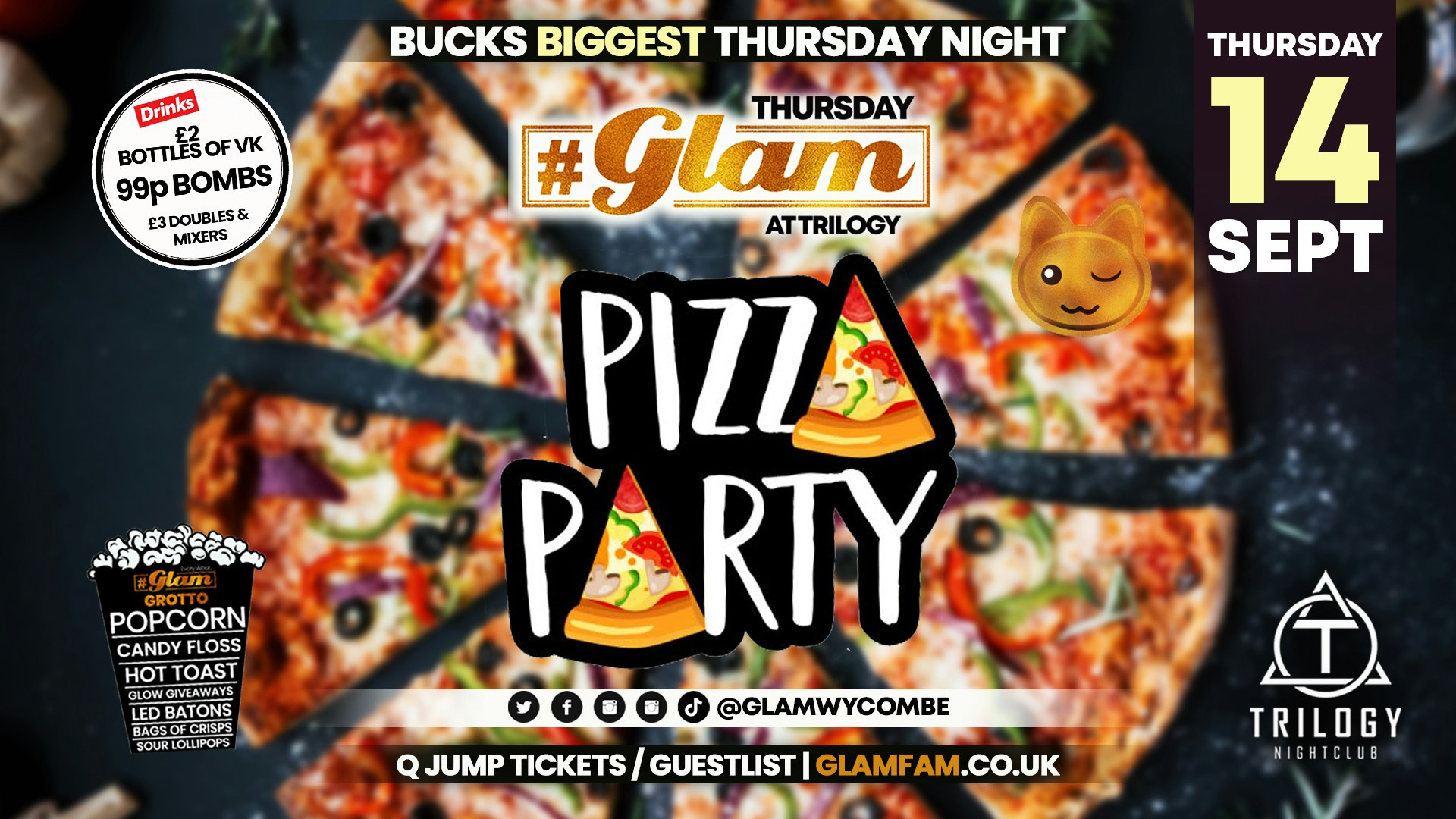 TONIGHT 🐾 Glam High Wycombe | Pizza Party – Buck’s Biggest Thursday Night! 99p Bombs!