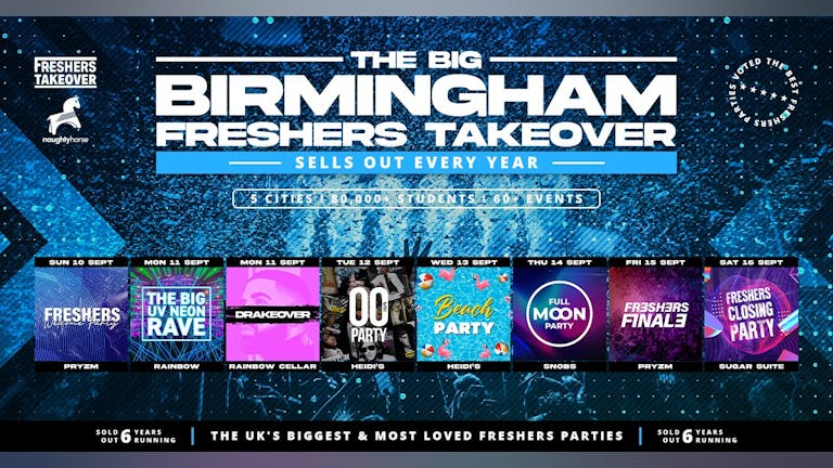 Birmingham Freshers Week 2023 Wristband Freshers Takeover X Naughtyhorse - All 8 Parties 