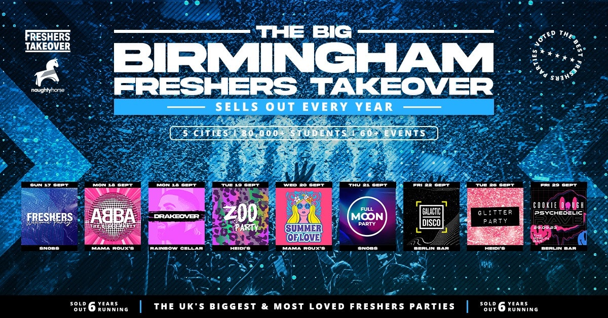 Birmingham Freshers Week 2023 Wristband Freshers  Takeover X Naughtyhorse – All 8 Parties